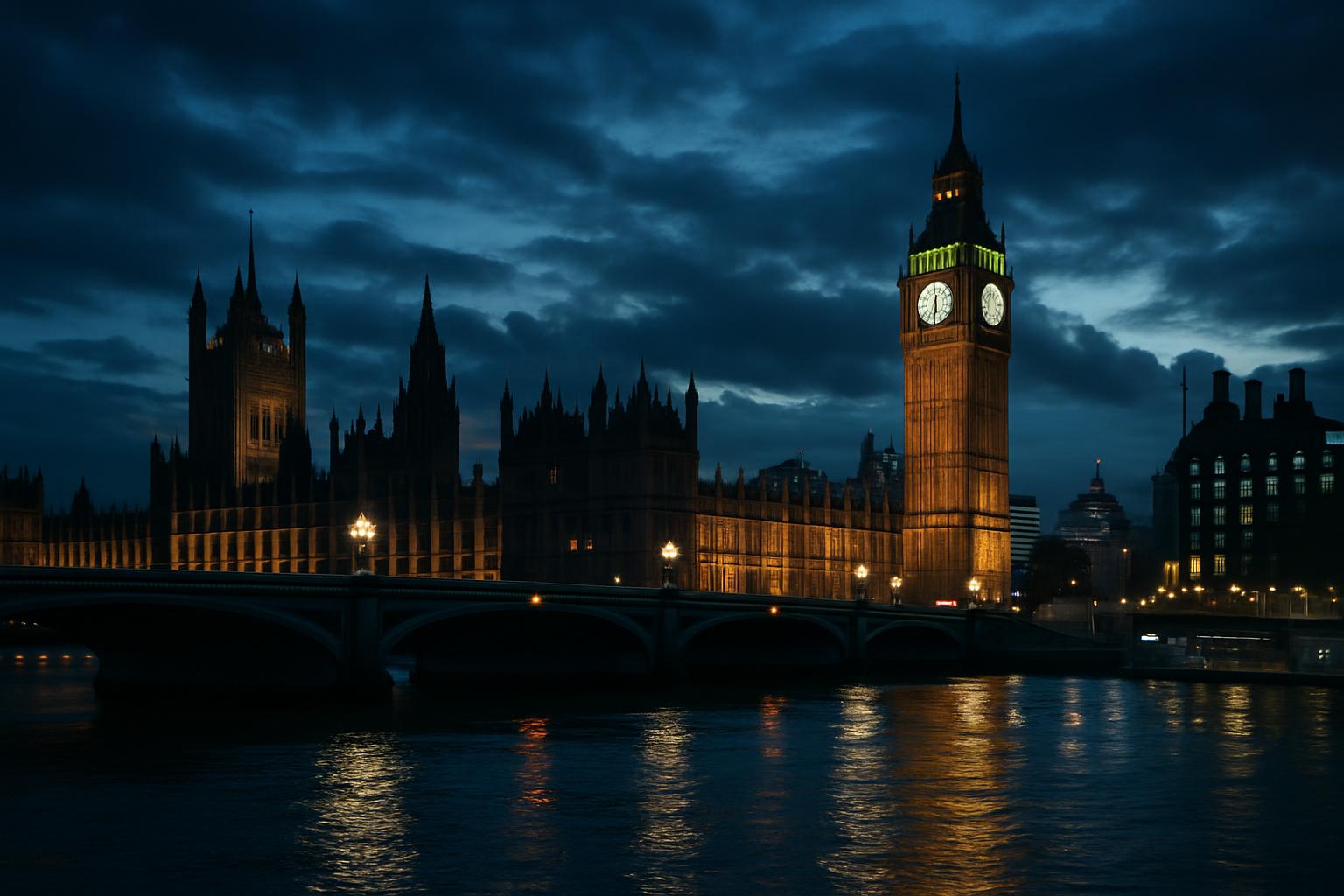 Palace of Westminster and Big Ben at dusk in London